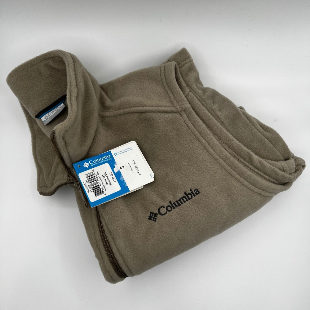 Columbia Vest Mens 2XT‎ Granite Mountain Tan Fleece Full Zip NEW Outdoo Office
